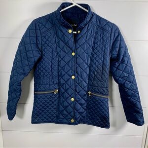 Me Jane Navy‎ Blue Quilted Jacket Coat Girls 12 Barn Riding Winter Gold Buttons